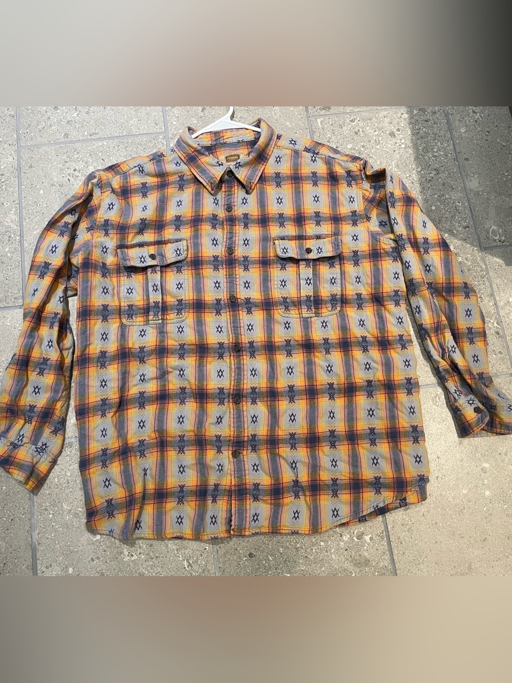 The Foundry Supply Co. Flannel Yellow & Blue Plaid Button-Down Shirt Size 3XL